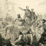Nikolaj I. beendet die Choleraunruhen auf dem Heumarkt in St. Petersburg